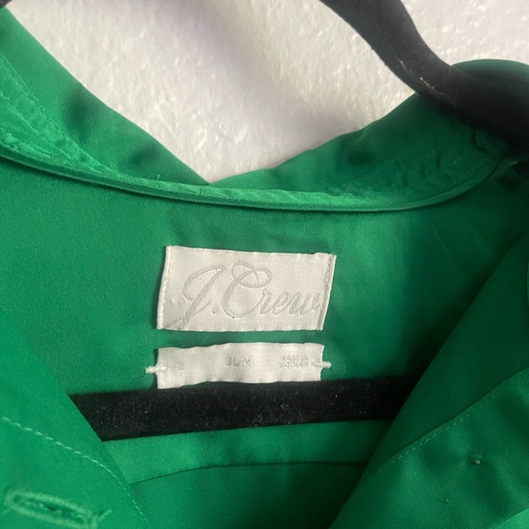 J.Crew Emerald Green Satin Button Down Shirt - Picture 6 of 7